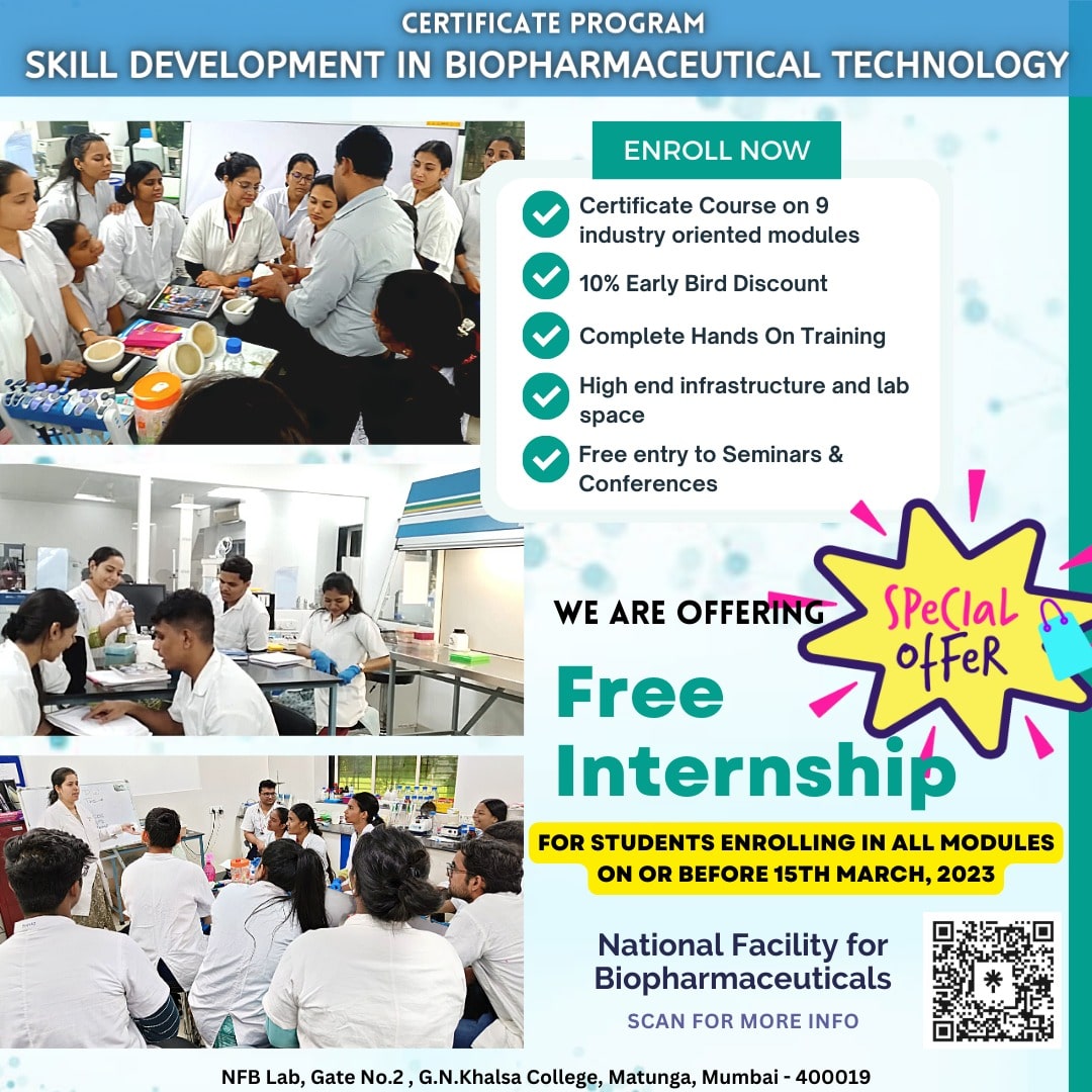NFB_india's tweet photo. 📢FREE 📢FREE 📢FREEE
Special Offer ( Limited Duration)
Yes, you heard it heard it right‼️ We are offering a FREE 3️⃣ month Internship ✌️ to students enrolling with us for the Certificate Course on "Skill Development in Biopharmaceutical Technology"✨️ 
REGISTER NOW➡️ https://t.co/xtgJNTJ9Ov