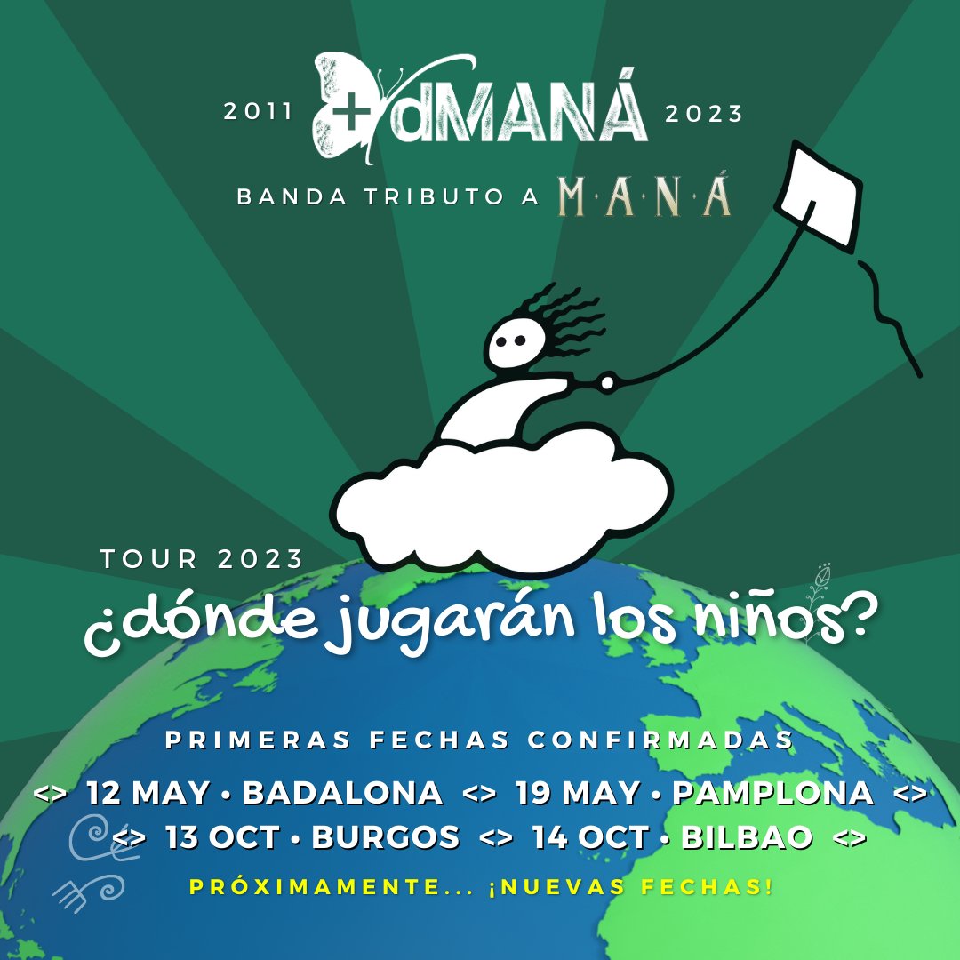 💥 ¡NOTICIA IMPORTANTE! ❤️ En mayo de 2023 iniciaremos un viaje alucinante: una nueva gira homenaje a Maná llamada "¿Dónde jugarán los niños?" 😍

Muy pronto entradas a la venta y más ciudades ❤️‍🔥

#tributoManá #Maná #dondejugaranlosniños #badalona #pamplona #burgos #bilbao
