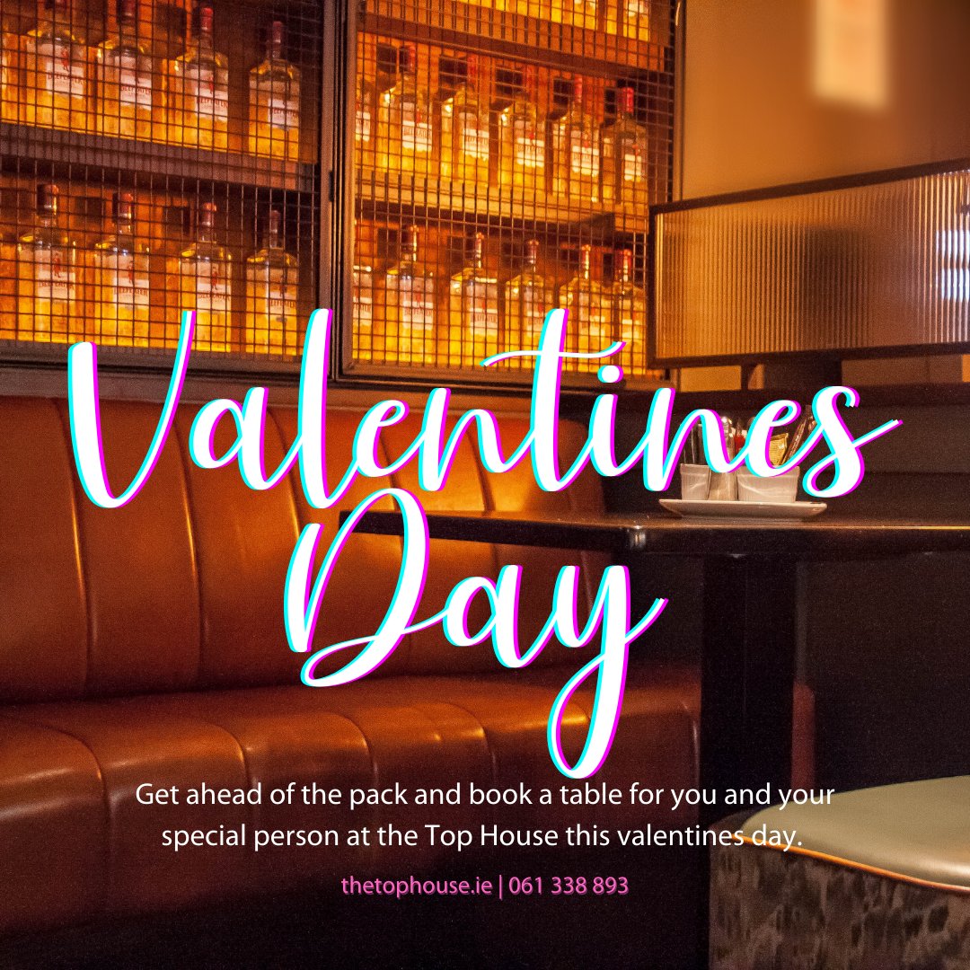 Treat yourself and someone special to a night at the Top House💚 Tasty food and drink to show your person how much you care🤗...and a treat for you too! 😂

thetophouse.ie | 061 338 893
#TheTopHouse #ValentinesDay2023 #Limerick