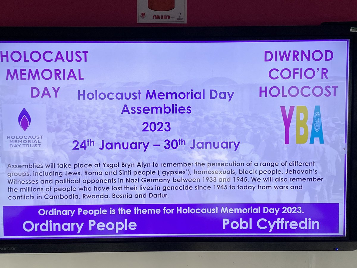 YsgolBrynAlyn's tweet photo. #HolocaustMemorialDay @HMD_UK @wrexham Remembrance week has begun at YBA with our Holocaust Remembrance services. Year 7 and 8 were exemplary in their behaviour and respect #ordinarypeople #alwaysremember #learnthroughhistory #respect https://t.co/wOXHkQyC4r