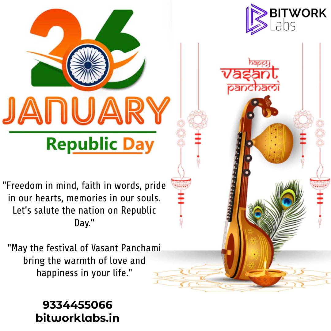 BitworkLabs's tweet image. &quot;The true source of rights is duty. If we all discharge our duties, rights will not be far to seek.&quot; - Mahatma Gandhi
More@ bitworklabs.in
#HappyRepublicDay #VasantPanchami #HappySaraswatiPuja #Celebration #Bitworklabs #ITcompany