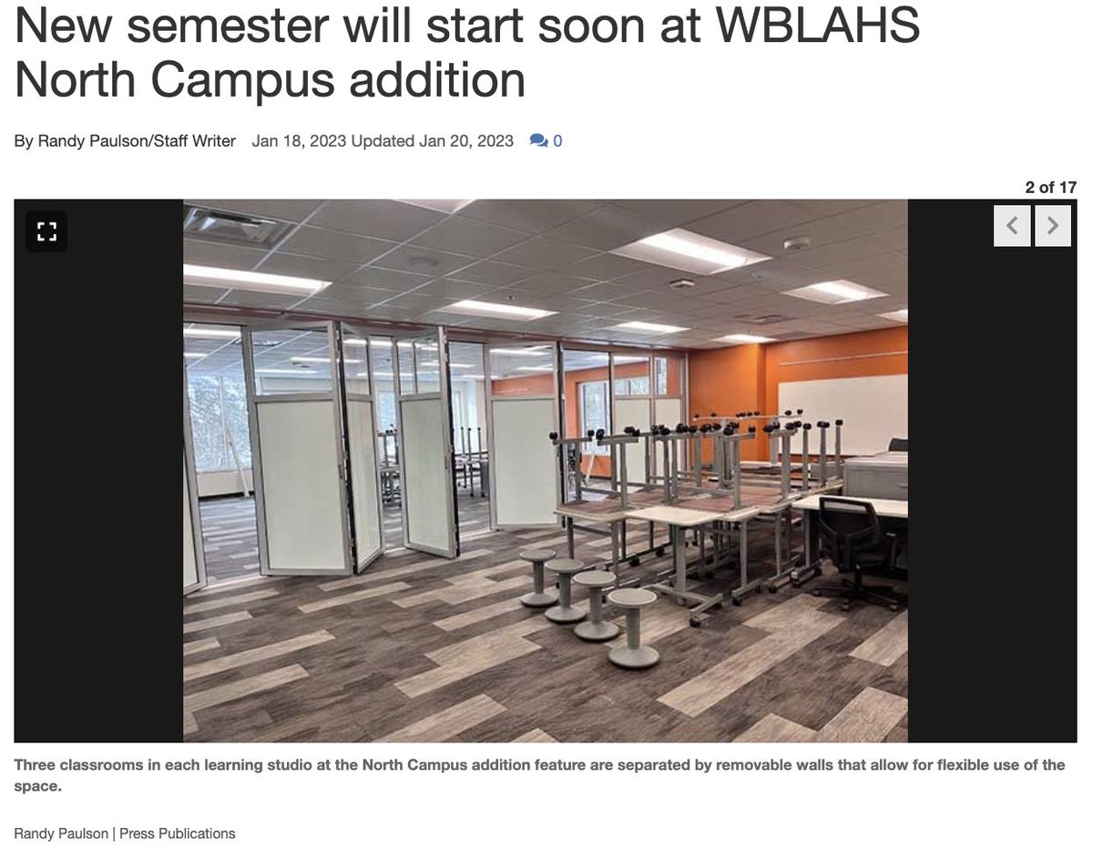 #624Fact - WB Press covered new addition at WBLAHS - North Campus, which will be unified high school in fall of 2024. Check out Phase 1 progress in person at Open House event tomorrow, Thursday, Jan. 26 from 6-8 p.m. (enter from Bald Eagle Ave.). Go Bears! ow.ly/2g7J50MzAnQ