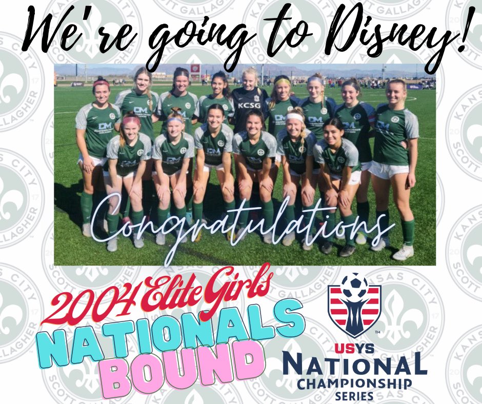 Congrats to our 2004 Elite Girls, who have qualified for  USYS National Championships for the 2nd year in a row! 

This year's event will be in Orlando, FL, in mid-July at the ESPN Wide World of Sports.
#nationalchampionships #girlssoccer #youthsoccer #wearescottgallagher