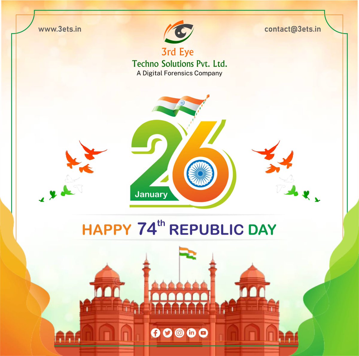 3ets_Forensics's tweet photo. Happy Republic Day!
Our brave heroes waged a valiant struggle for years so that future generations could live their lives with freedom and dignity. This is a day to celebrate them and what they fought for.
#RepublicDay2023 #india #republicdayindia #happyrepublicday #26January2023 https://t.co/jXJiDHPoe4