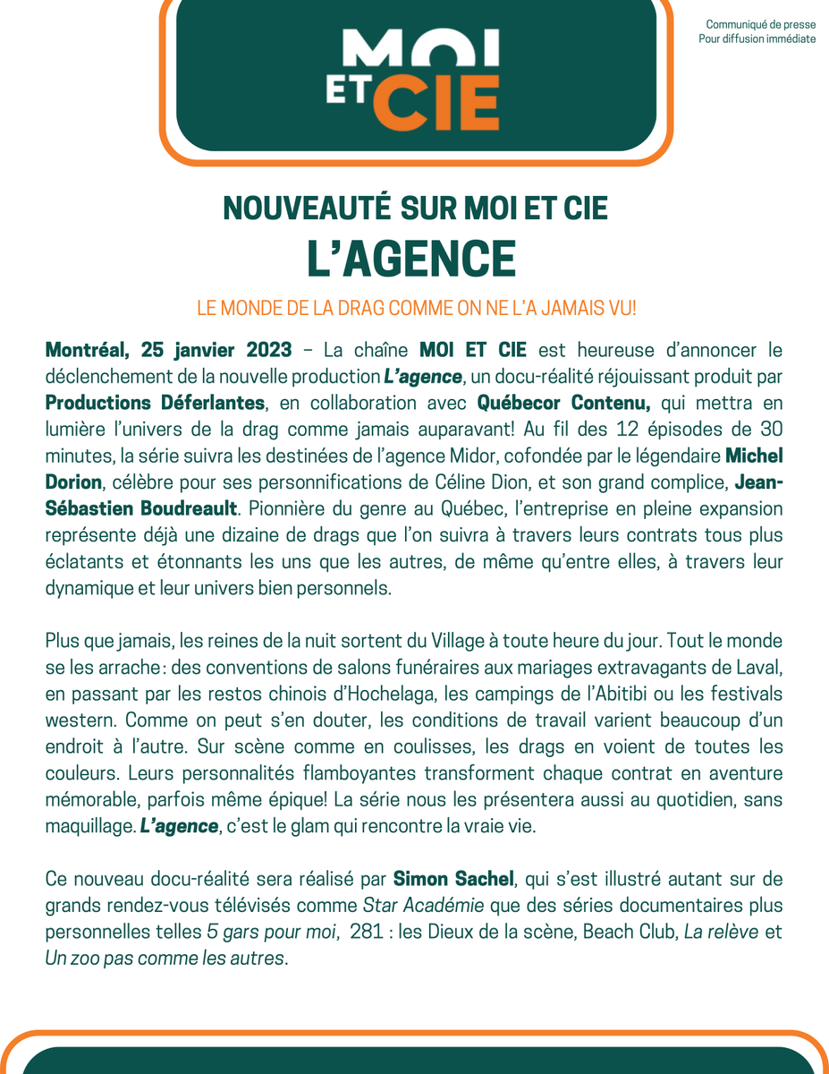 NOUVELLE PRODUCTION 🎥

◼︎ L'AGENCE | Moi et cie 

#Déferlantes