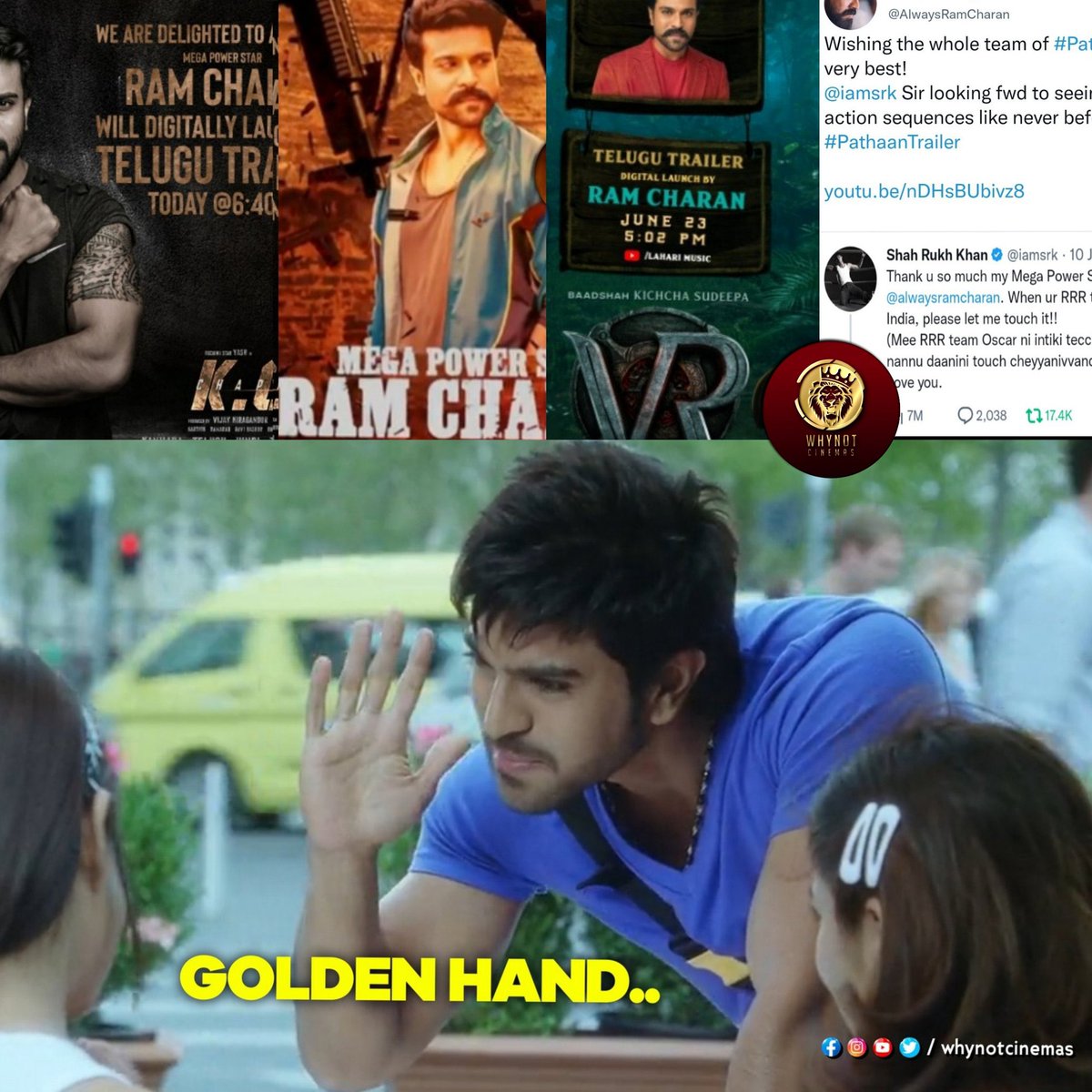 Golden Hand.. #KGF2
#Vikram #VikrantRona
Now #Pathaan ….

@AlwaysRamCharan  @iamsrk #ManOfMassesRamCharan 
#RamCharan #Kamalhassan #ShaRukhKhan #SalmanManiaInTheatres #PathaanMovie #WhynotCinemas