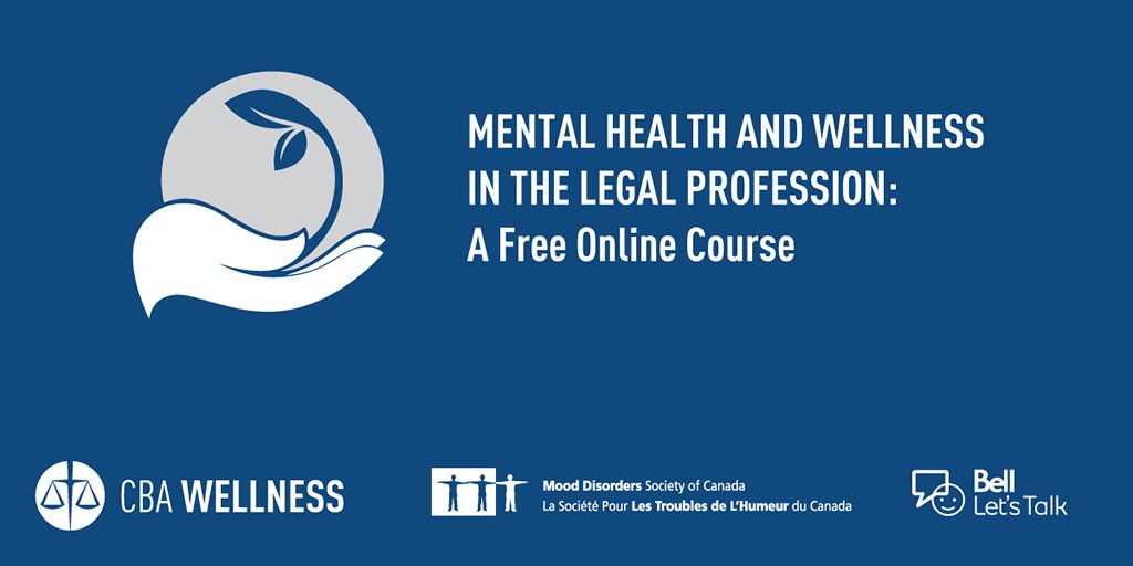 When it comes to #mentalhealth in the legal profession, you should be able to recognize signs of mental health challenges. 

CBA partnered with the Mood Disorders Society of Canada to offer an online course that can help.

Register for FREE: bit.ly/3ixlir4 #BellLetsTalk
