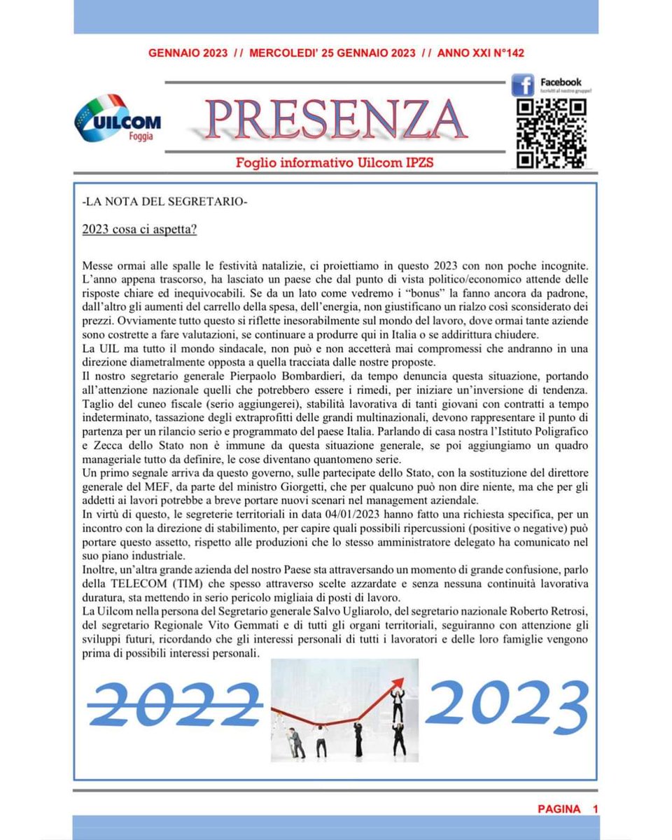 UilcomFoggia's tweet photo. Giornalino Presenza gennaio 2023 https://t.co/99AvNYE1rl