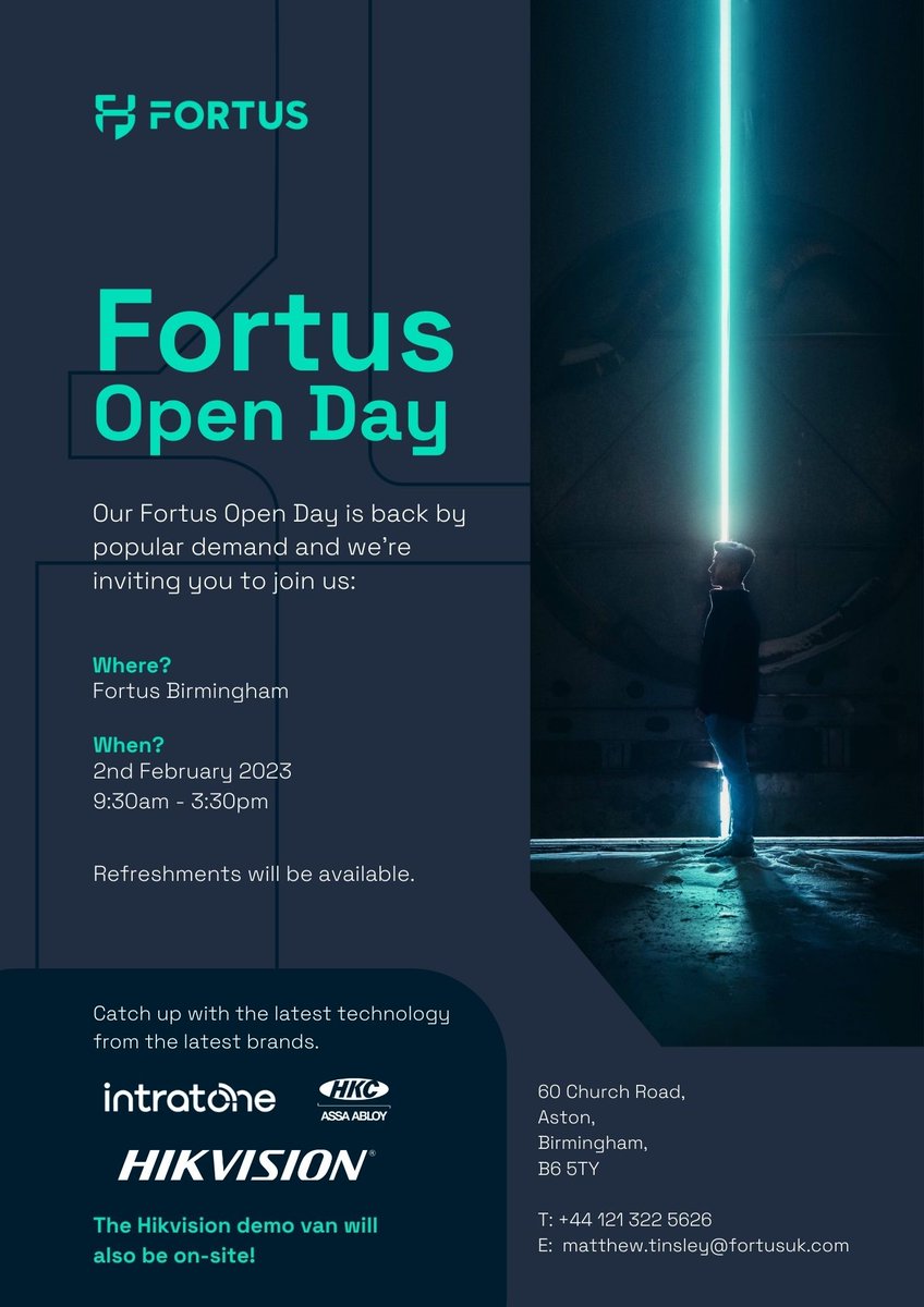 FortusSecure's tweet photo. Fortus Birmingham will be welcoming customers to their branch on Thursday February 2nd to chat with industry leaders who will be onsite showcasing their smart products and savvy solutions
#hkc #hkcsecurity https://t.co/iTQFa9g5Xp