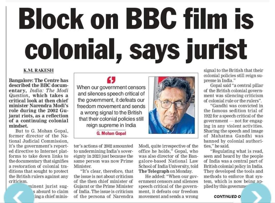 Reasonyourself's tweet photo. To all the bhakts who criticized the BCC documentary on Modi as 'Colonial Mindset' are for forgetting that this very mindset of blocking the BBC documentary on Modi is itself an attitude borrowed from the colonial books to circumvent democracy. https://t.co/9o0y1qczQr