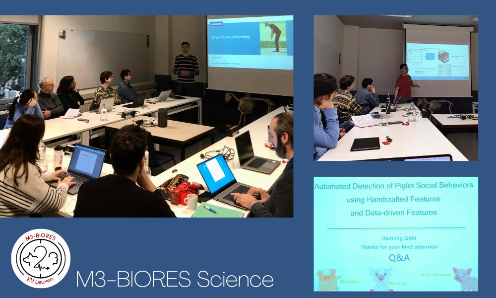 💡Today #M3BIORES had #SeminarSeries.  

<a href="/JappieGielen/">Jasper Gielen</a> introduced us to Stress in Golf ⛳️

<a href="/Leuven_dong/">Dong Liu</a> explained his work on behavior monitoring of pigs using computer vision💻and <a href="/HaimingGan/">Haiming Gan</a> added pig behavior insights🐖

See you in 2 weeks for the next #SeminarSeries 👋
