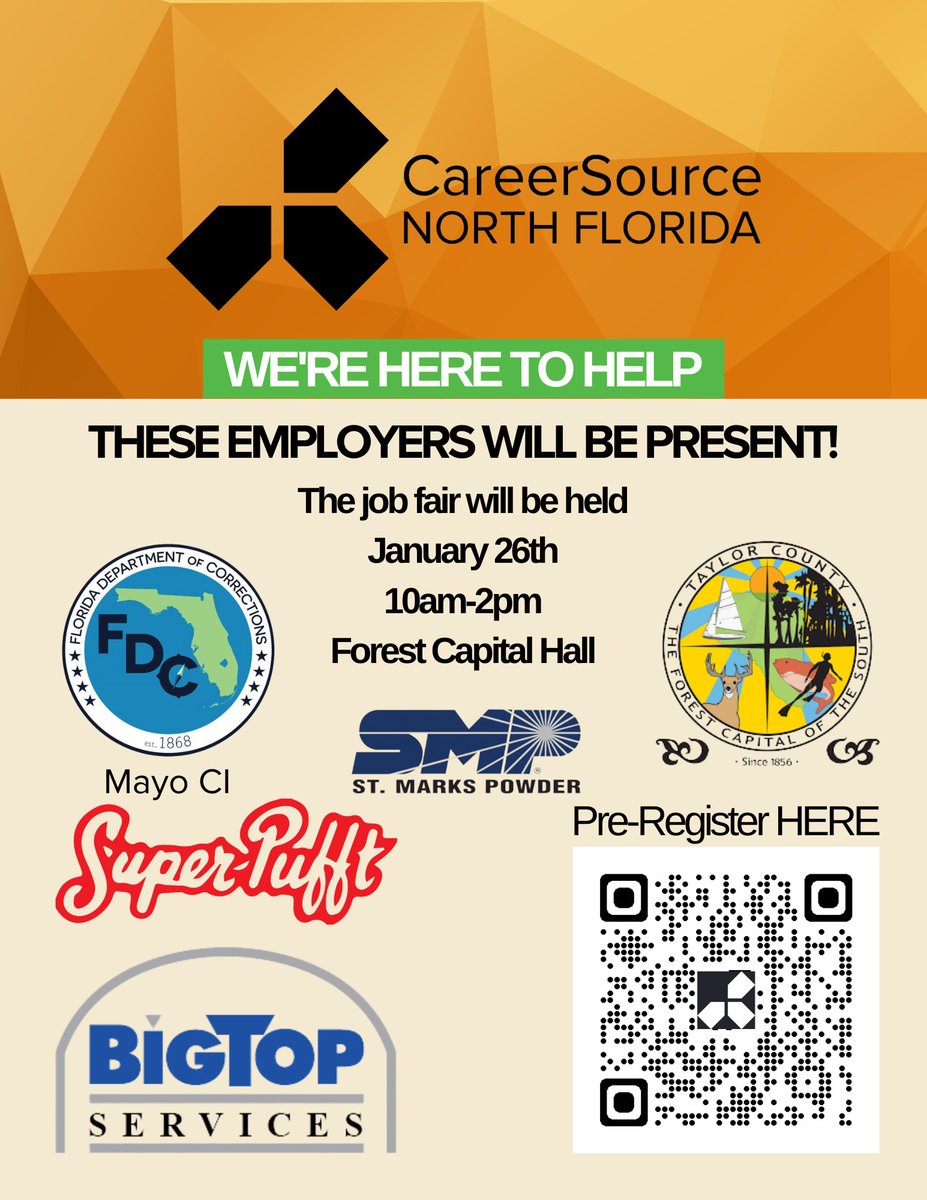 Here are a few more employers that will be joining us TOMORROW! If you have any questions call us at 850-973-9675. Any employer that would like to participate, we have a few spots left call 850-973-9675 option 3.