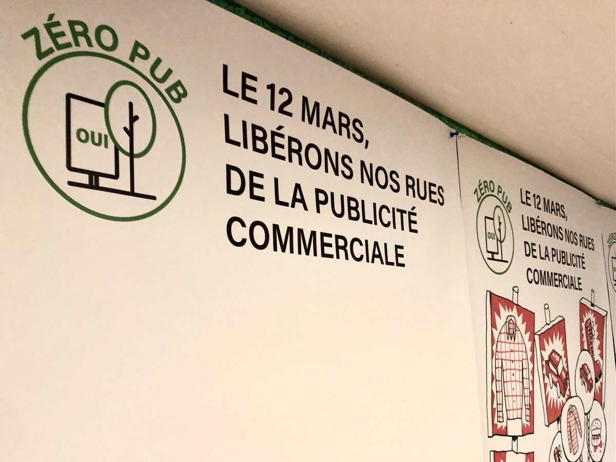 gpsuisse's tweet photo. Surconsommation, paysage urbain, stéréotypes: ce ne sont que quelques-uns des thèmes abordés par #ZEROPUB à #Genève, qui vise à supprimer la publicité commerciale par voie d’affiches. Nous soutenons l'initiative, car l’impact de la publicité sur le climat est important. https://t.co/HQYh3WeI7C
