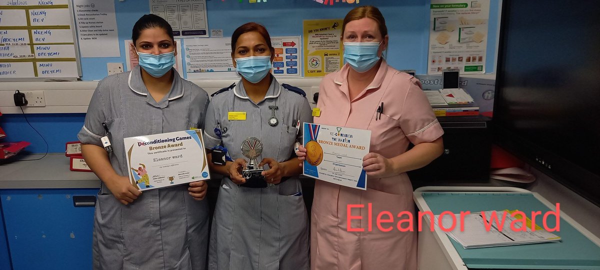 Following delay due to trust pressures, we've had a great 24hrs awarding #deconditioninggames medals to 12 clinical teams across @NGHnhstrust. Post 3/3. Well done to: Becket, Esther white, Walter tull, Eleanor wards. @lhubby1 @NGHTherapies #reconditioningg @ReconGamesUK