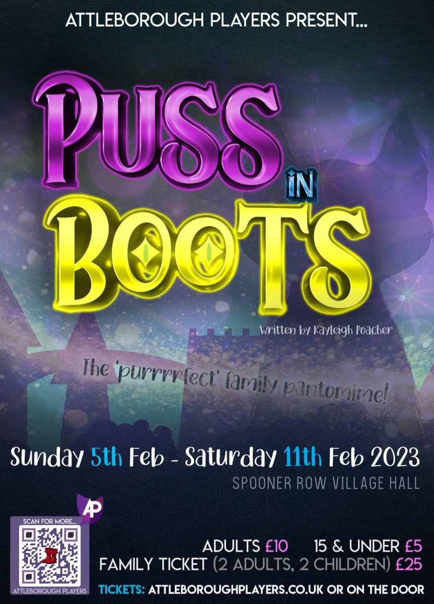 Less than two weeks to go! 🙀

Our talented cast are incredibly excited to bring this show to life but as with all Pantos the audience makes it (ohh yes they doo...)

Community groups like us need YOUR support.

Tickets available at attleboroughplayers.co.uk
book yours NOW! 

 🎭