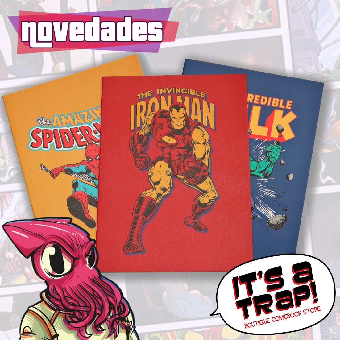itsatrapcomic's tweet photo. ¡Novedades en It's a Trap Boutique Comicbook store! Cuadernos De Anotaciones Marvel. 

#libros #librosrecomendados #comicbooks #marvelcomics #marvel #backtoschool #ironman #hulkclassic #spidermanclassic #marvelvintage https://t.co/nifT6DWnWI