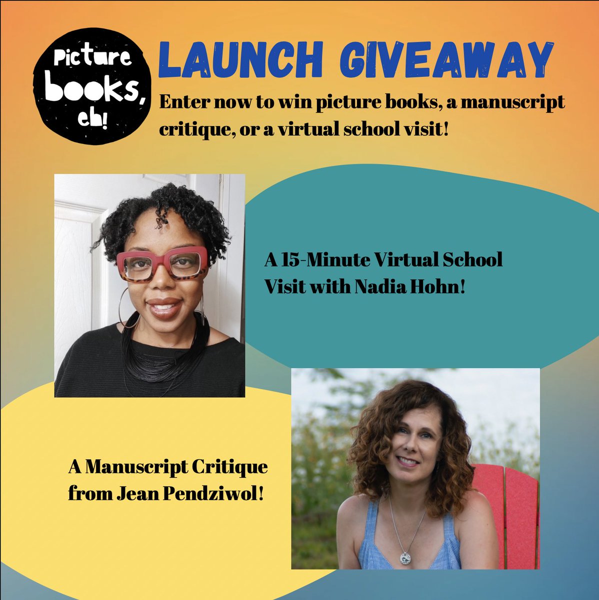 picturebookseh's tweet photo. #GIVEAWAY🎁💫To celebrate the launch of #PictureBooksEh 2023, we’re giving away a manuscript crit, virtual school visit and PBs! Details on website.
To enter:
1. follow @picturebookseh
2. like + re-tweet this post (extra entry for tagging)
3. Winners ann. Wed Feb. 8 at 8 am EST https://t.co/iD9CvCTnKn