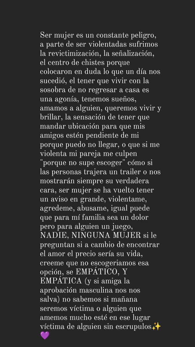 Esto también va para aquellas mujeres que por buscar APROBACIÓN MASCULINA se olvida que son mujeres y que tienen mujeres que quieren, ojalá nunca nuestros sueño y el de las mujeres que quieren lleguen a su fin a mano d inescrupuloso.#JusticiaParaValentina #NiUnaMenos #Feminicidio