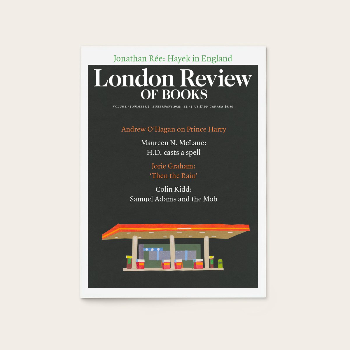 LRB's tweet photo. Our new issue is now online, featuring Andrew O’Hagan on Prince Harry’s ‘Spare’; Jonathan Rée on Hayek; Maureen N. McLane on the modernist poet H.D.; Rahmane Idrissa on Malian identity; a poem by @jorie_graham and a cover by @HelenNapper.

Read now at https://t.co/xaTOjYdBKZ https://t.co/KH1At40ZT9
