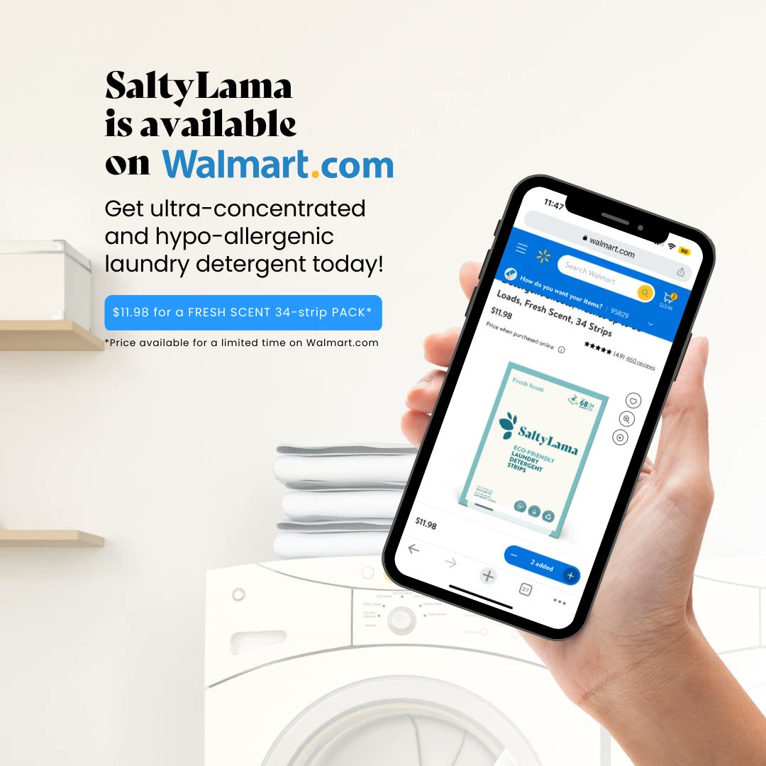 Walmart.com and SaltyLama have teamed up to bring you eco-friendly laundry options! Say goodbye to harsh chemicals and hello to clean clothes. 🌱

#walmart #walmartfinds #walmartdeals #cleaningtips #laundrytips #ecofriendly #plasticfree #lightweight #layndrydetergent