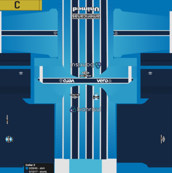 MarcolhaV's tweet photo. Opa rapaziada, criei esse kit do Grêmio aí, com as linhas mais o estilo 2007 #gremio #kitmaker #fut #pes2021 #pes https://t.co/3bK87cLEg4