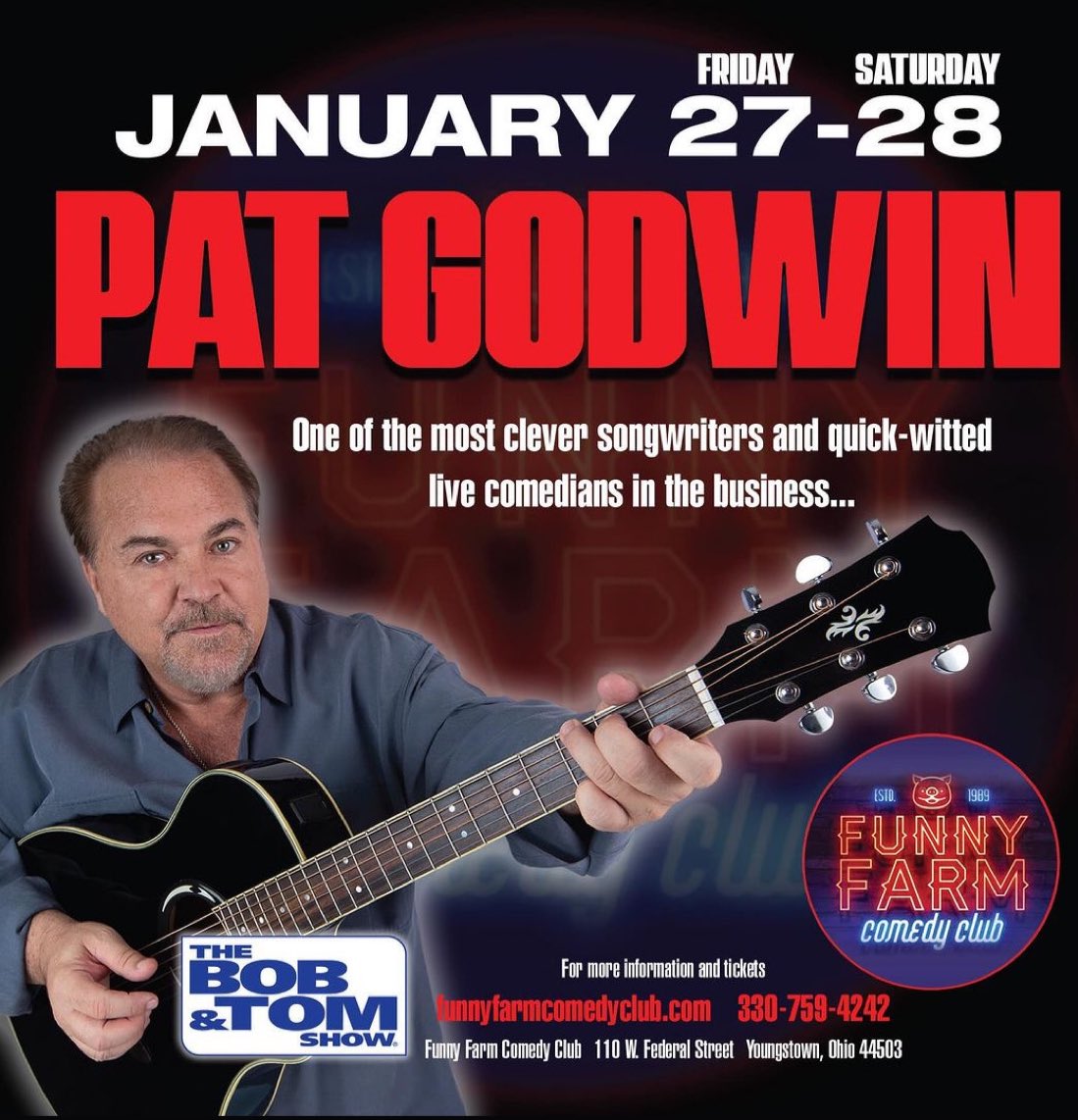 Youngstown, Ohio! See <a href="/PatGodwin/">Pat Godwin</a> live!