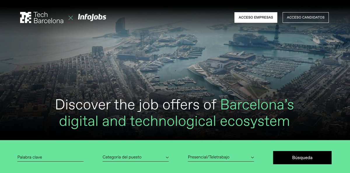 ajouteau's tweet image. 🇪🇸🤝 Exciting news: @InfoJobs, our leading career site in Spain &amp;amp; @TechBarcelona are teaming up to bring you 𝑇𝑒𝑐ℎ 𝑇𝑎𝑙𝑒𝑛𝑡, a platform connecting tech professionals with top job opportunities in Barcelona.
👉 techtalentbarcelona.infojobs.net
#TechTalent #BarcelonaJobs #TechCareers