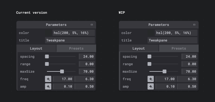 cocopon's tweet photo. Fine-tuning container appearance and interaction #tweakpane https://t.co/ng57GbXSOt