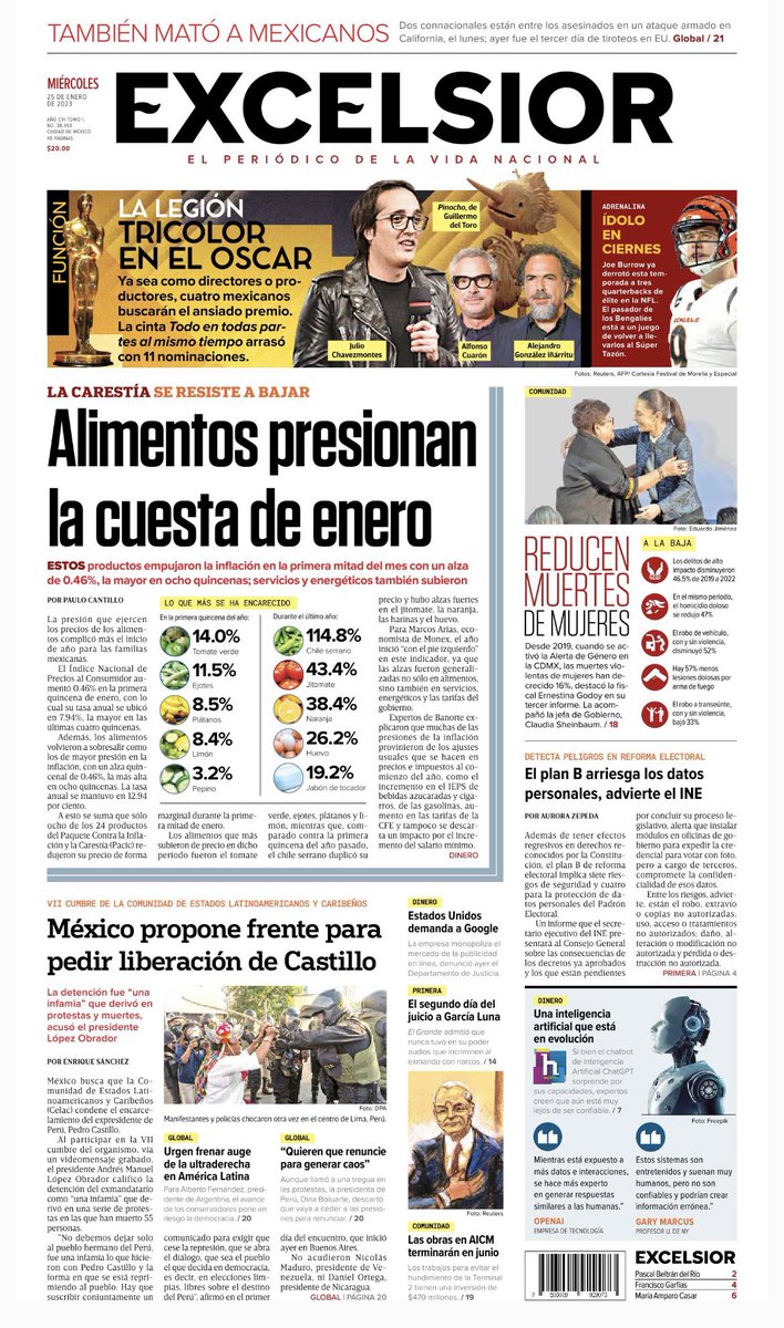 IMER_Noticias's tweet photo. 🗞️ #PrimerasPlanas || Son diversos los temas que destacan en sus portadas los diarios nacionales, este miércoles 25 de enero.  

Escucha la Primera Emisión de #IMERnoticias con @anajarnajar:
▶️:  https://t.co/ZOKYLxqI76

#PaísEn8Columnas
#TuDiarioEnLaRadio https://t.co/KZDGUxWRS0