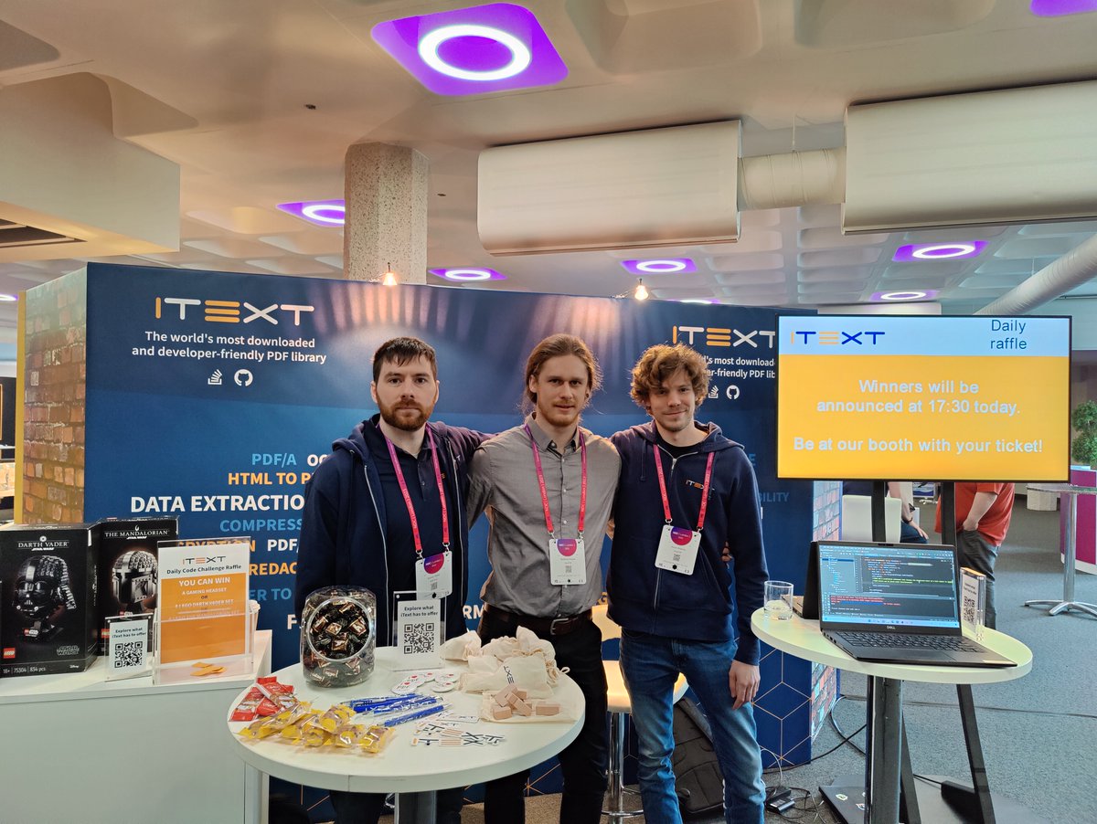 iText's tweet image. We&apos;re enjoying the show at NDC London. If you&apos;re there too, why not stop by to say hi and take our code challenge? You’ll enter a raffle to win cool LEGO sets, and more! #pdf #NDCLondon #iText