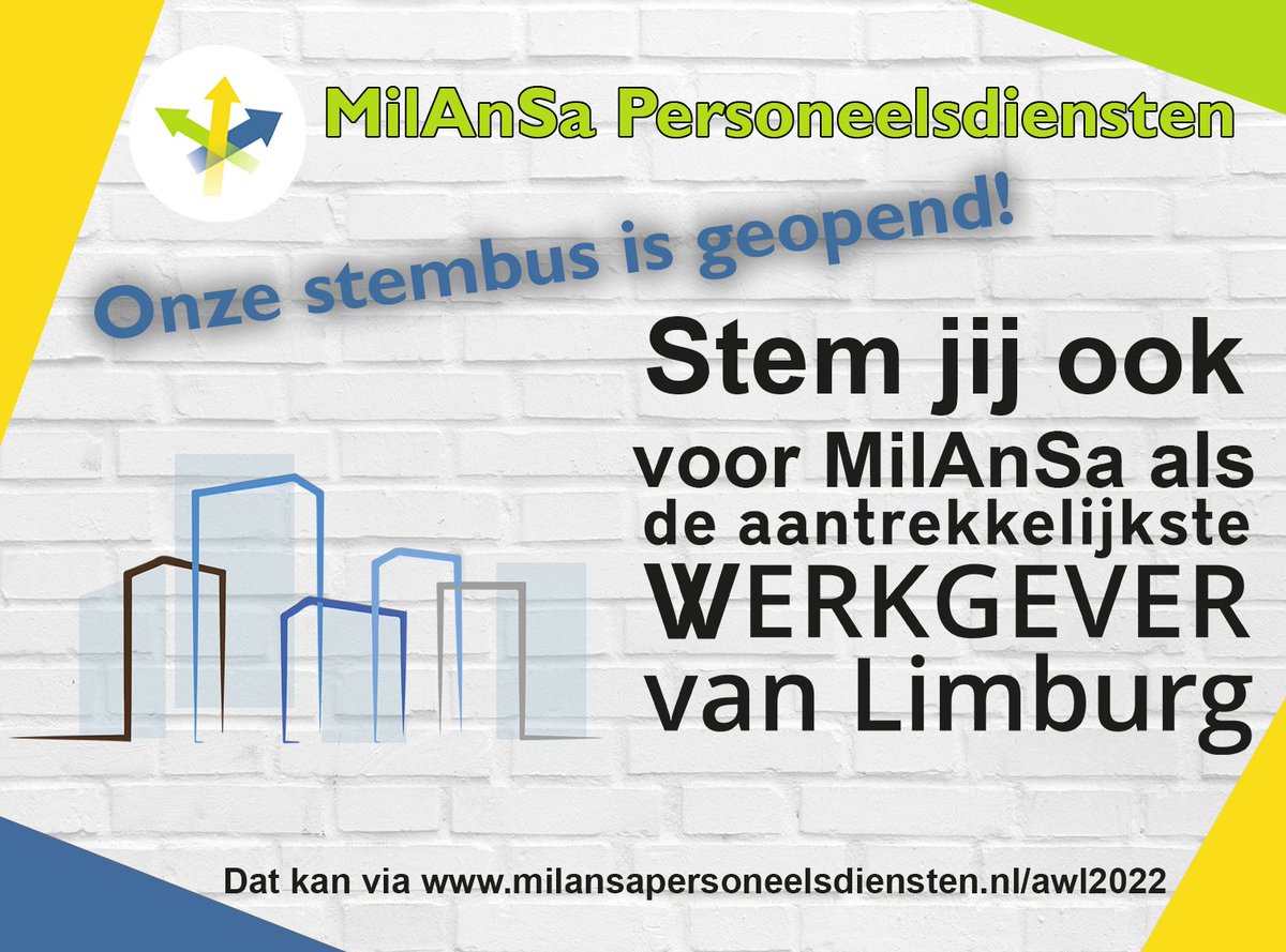 MilAnSaPD's tweet photo. Wordt MilAnSa de Aantrekkelijkste Werkgever van Limburg 2023?
Er kan op ons gestemd!

https://t.co/mWf4JkQEpn https://t.co/Ai1mbtvIT4