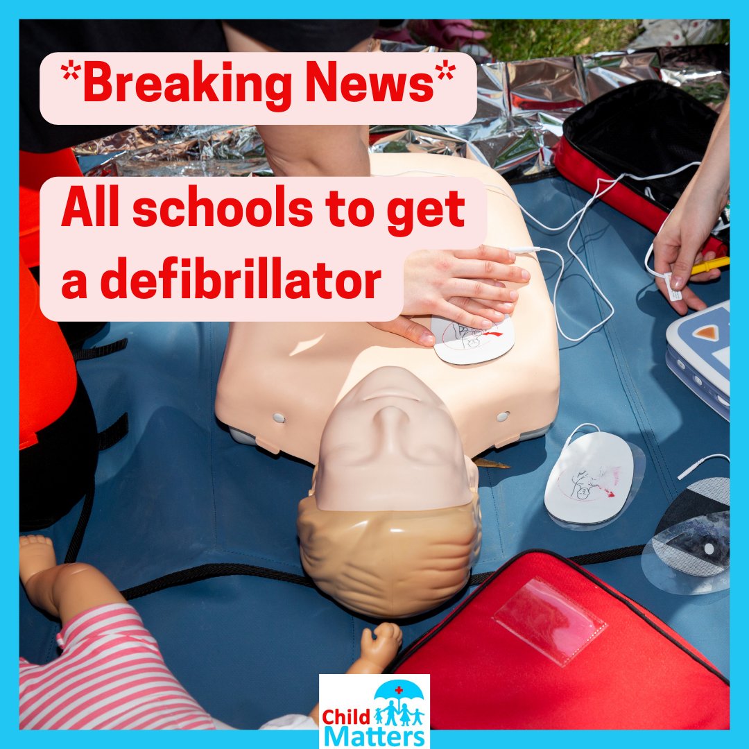 ChildMattersUK's tweet photo. Breaking news - Defibrillators to be given out to all schools. Find out where to get yours.  - https://t.co/j83dAIGtjC https://t.co/1SSGvljRU7