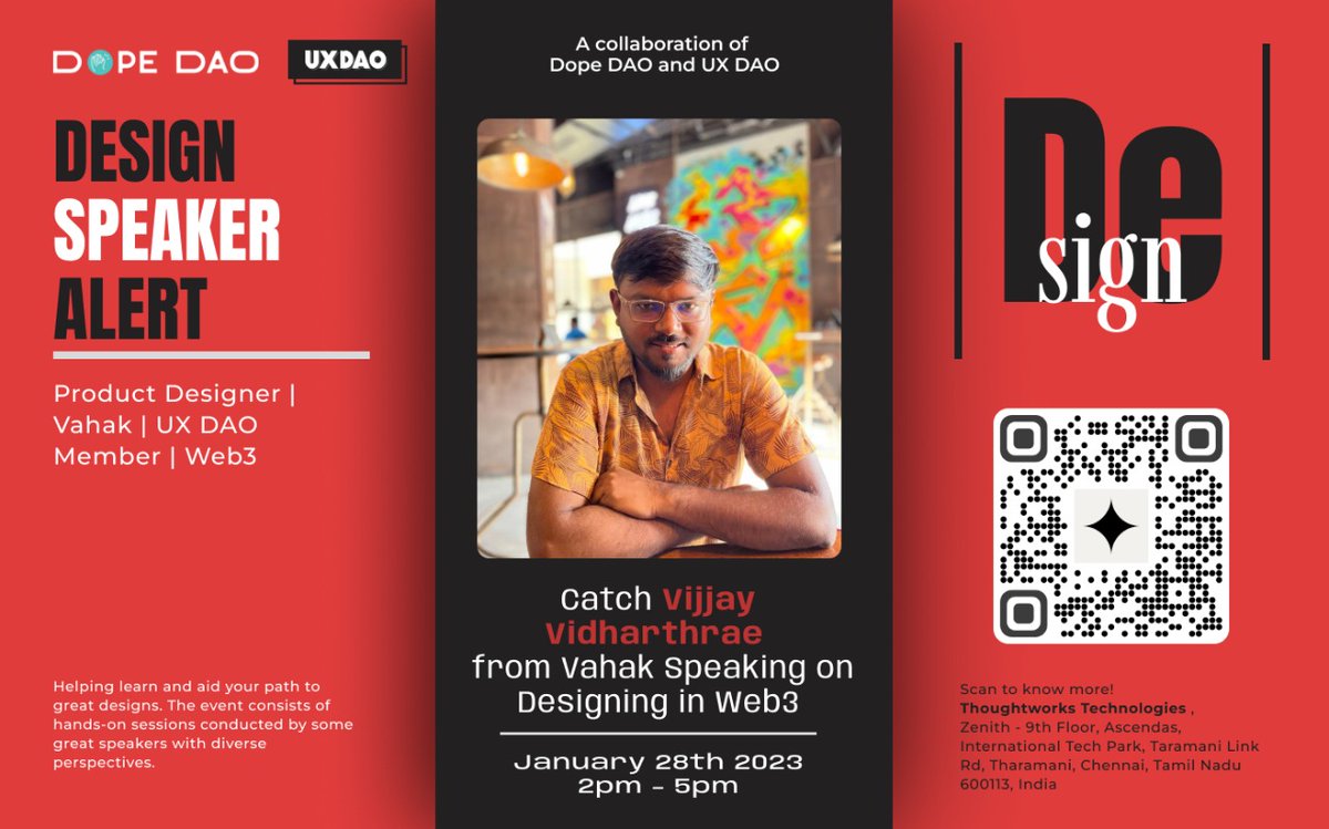 Catch <a href="/iVijjay/">vj</a> , Product Designer of <a href="/VahakIndia/">VahakIndia</a> speaking on "Designing in Web3" 🚀

Register Now!!

#DopeDAO #dao #community #web3 #DeSign #design
