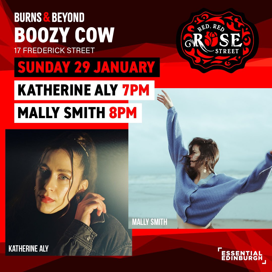 Sunday 29 January line-up includes: @JackMcluckie at @AuldHundred / @itskatherinealy & Mally Smith at @TheBoozyCow Full biogs, venue and timings available at burnsandbeyond.com/events/red-red… #burnsandbeyond #redredrosestreet #edinburgh #BurnsNight