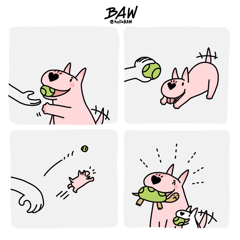 helloBAW's tweet photo. Got it! 🎾
#helloBAW #BAW #bullterrier #dog #pet #comics https://t.co/wIdoZUTn1p
