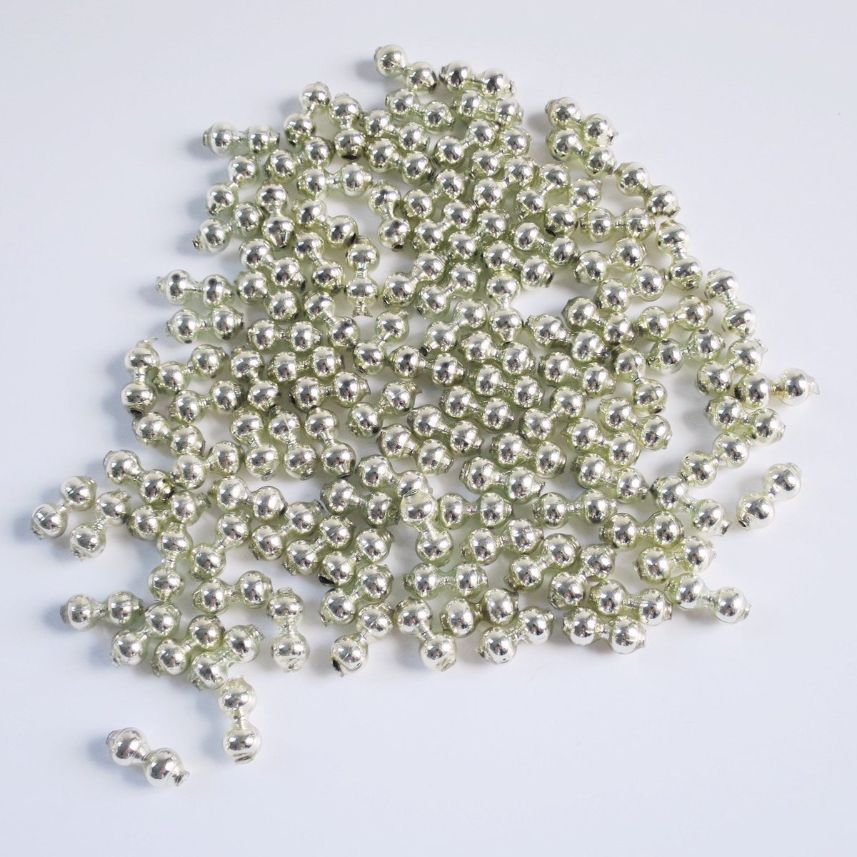 Lot of 50+ Silver Mercury Glass Beads, 1/2' Double Glass Beads, Glass Garland Supplies, Dollhouse Christmas tuppu.net/68f49378  #HolidayCraftSupply