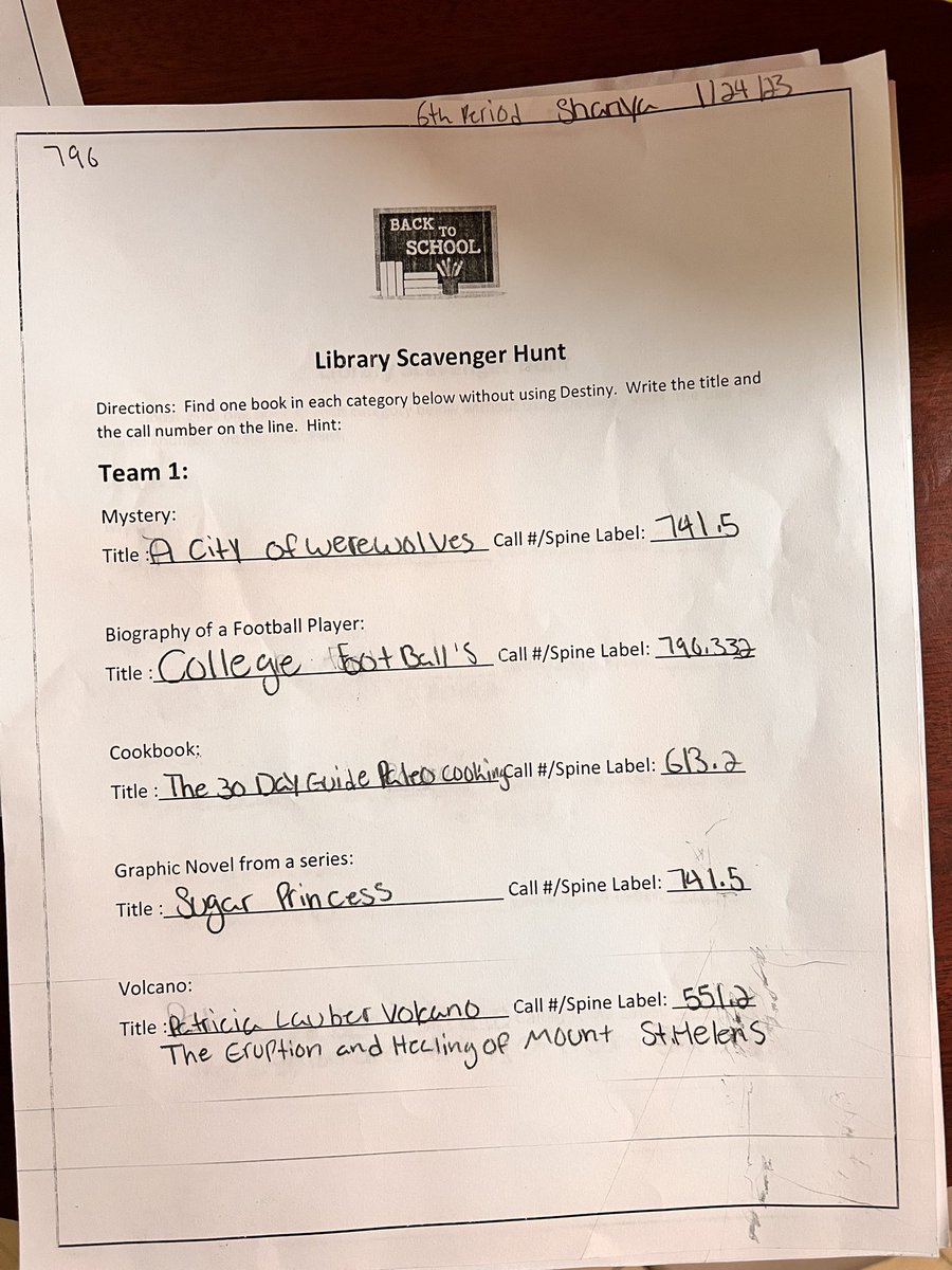 lamar_chrystal's tweet photo. On Day 2 of Literacy Week, Treasure Tuesday, Scholars went on a scavenger hunt to the media center to get more acquainted with the resources available to them. They even checked out some books! @palmspringsms #ReadersAreLeaders #LearningIsFREE https://t.co/fxfN21wTAK