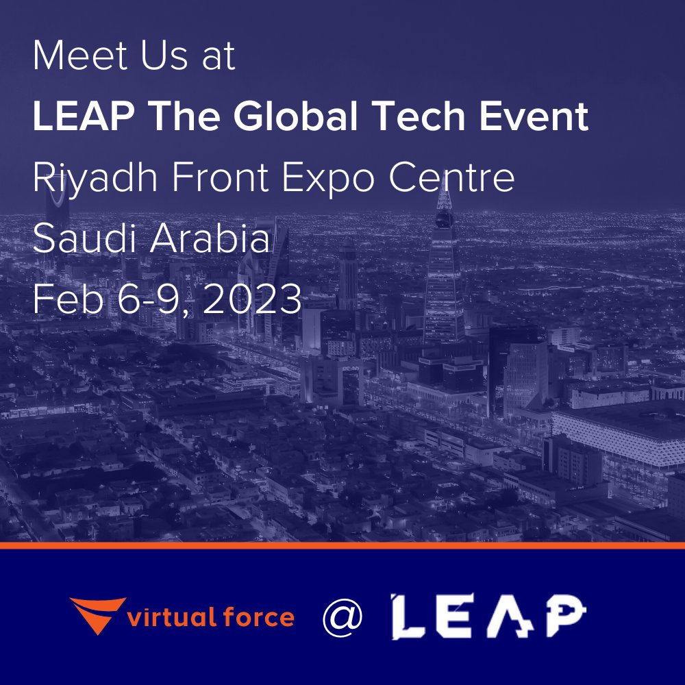 We will be at <a href="/LEAPandInnovate/">LEAP</a> from 6 to 9 Feb. Meet us there to discuss the future of technology, metaverse, AI, Web3 and more.

#LEAP2023 #leapandinnovate #technology #innovation #softwaredevelopment #virtualforce #onegiantleap #globaltechevent #startups #venturegrowth