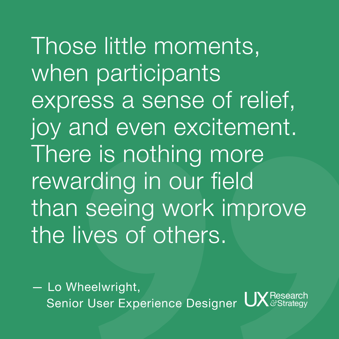 ux_and's tweet photo. Those little moments, when participants express a sense of relief, joy and even excitement. There is nothing more rewarding in our field than seeing work improve the lives of others.
— Lo Wheelwright, Senior User Experience Designer

#uxd #quote #uxquote https://t.co/wTriJIfwbt