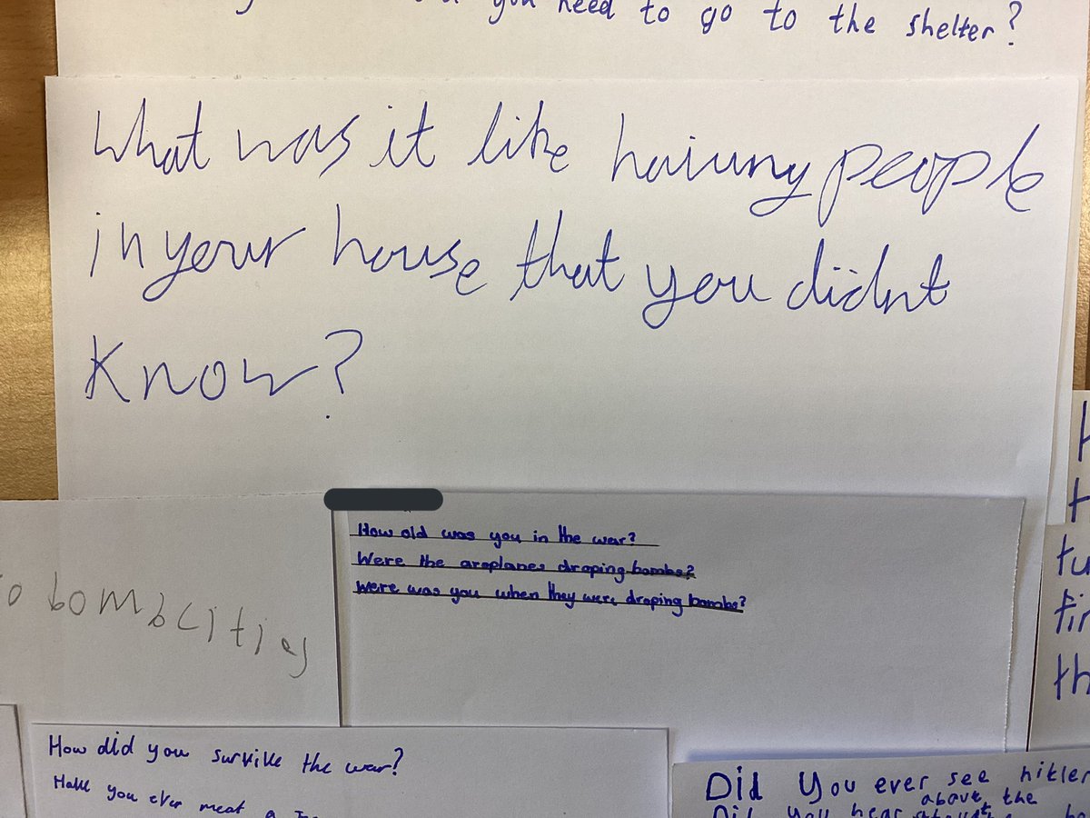 WellesbourneSch's tweet image. Miss Greathead’s father agreed to answer any questions the children in Year 5 had about World War 2. Here are some of the things the children wanted to find out. #History #primarysource @WellesbourneSch