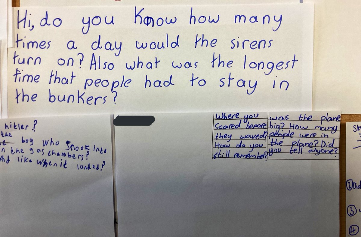 WellesbourneSch's tweet image. Miss Greathead’s father agreed to answer any questions the children in Year 5 had about World War 2. Here are some of the things the children wanted to find out. #History #primarysource @WellesbourneSch