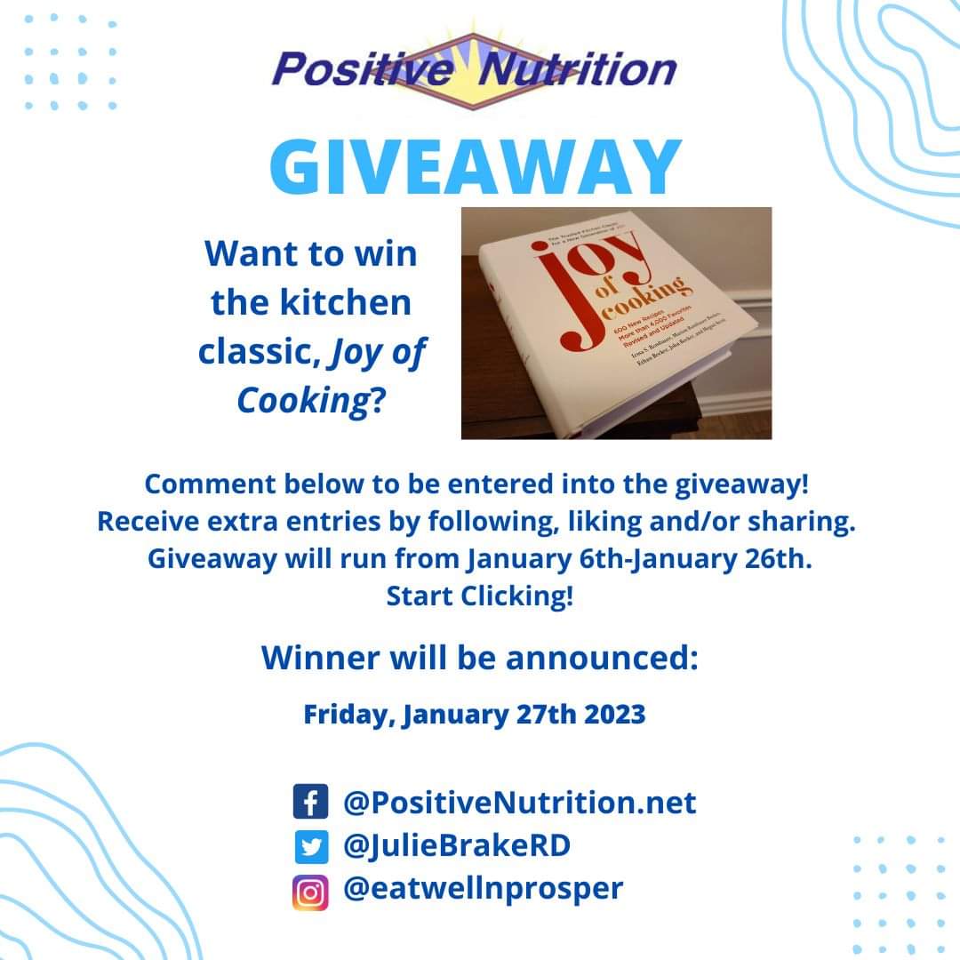 JulieBrakeRD's tweet photo. Enter by tomorrow at midnight ET!!!
#PositiveNutrition #eatwellandprosper #giveaway #JoyofCooking #cookbooks #comment #follow #like #share #socialmedia #socialmediagiveaway #cookmore #cooking #freestuff #foodshouldtastegood https://t.co/kPhICh9aw1