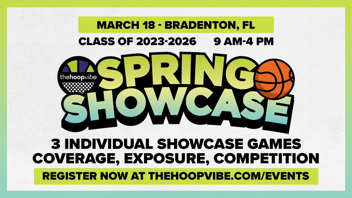 Come get seen at #TheHoopVibe Individual Spring Showcase in front of college coaches, scouts and media. 

Use the code JPerper5 to receive $5 off your purchase.

Sign up link: thehoopvibe.com/event/the-hoop…