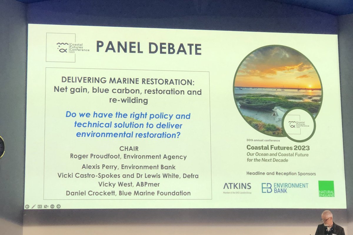 Fantastic discussion at #CoastalFutures23 around the importance and challenges of using #sustainablefinance and #naturalcapital approaches to protect and build our #marine environment and build a sustainable blue economy 🦀