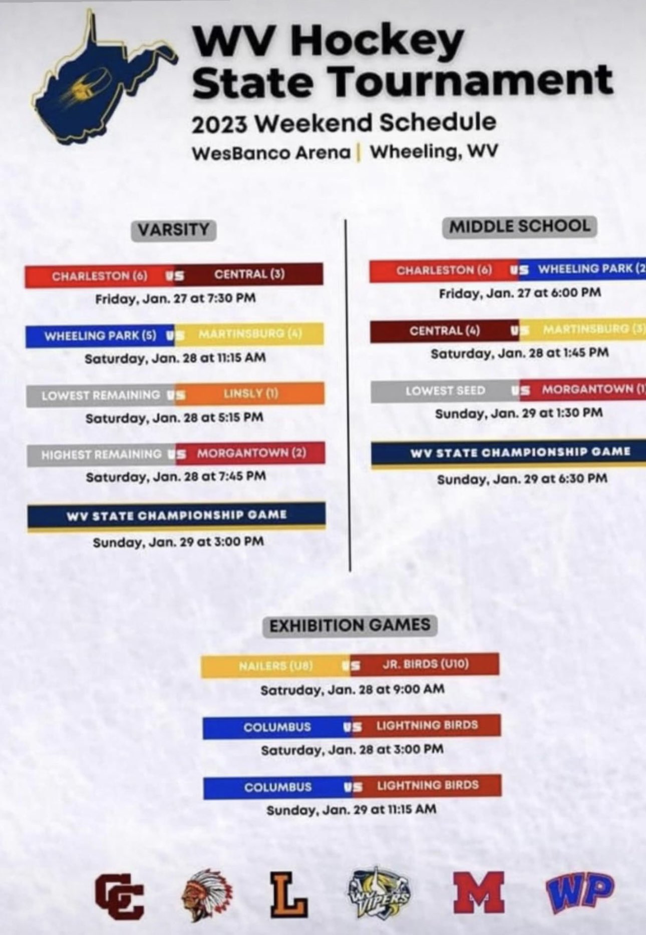 WesBanco Arena on Twitter "WV State Hockey Tournament Schedule! Come