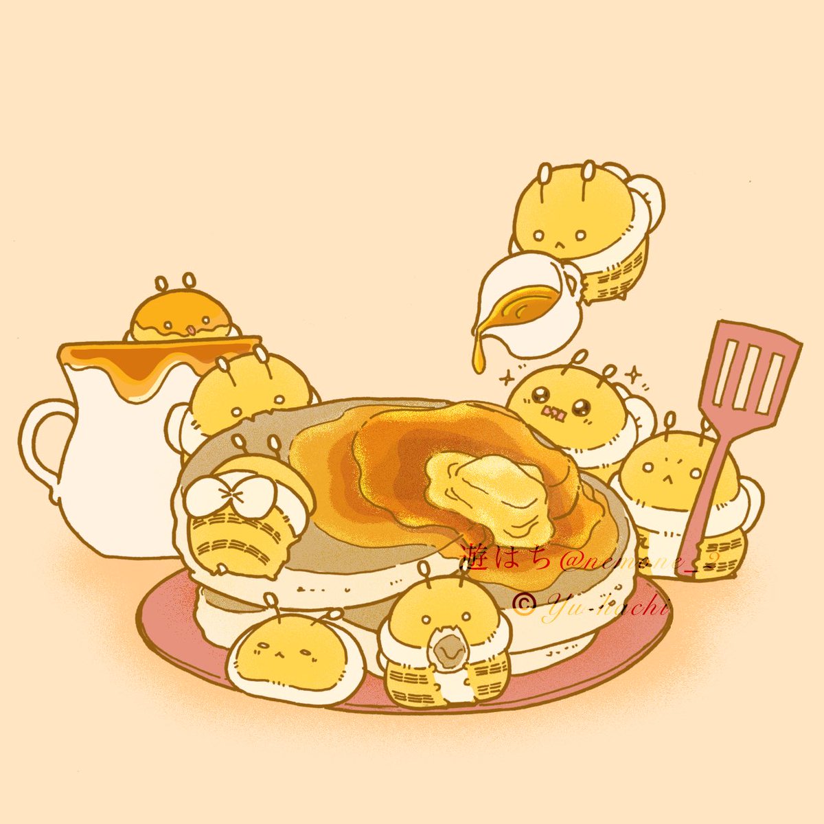 pancake honey no humans food fork food focus butter  illustration images