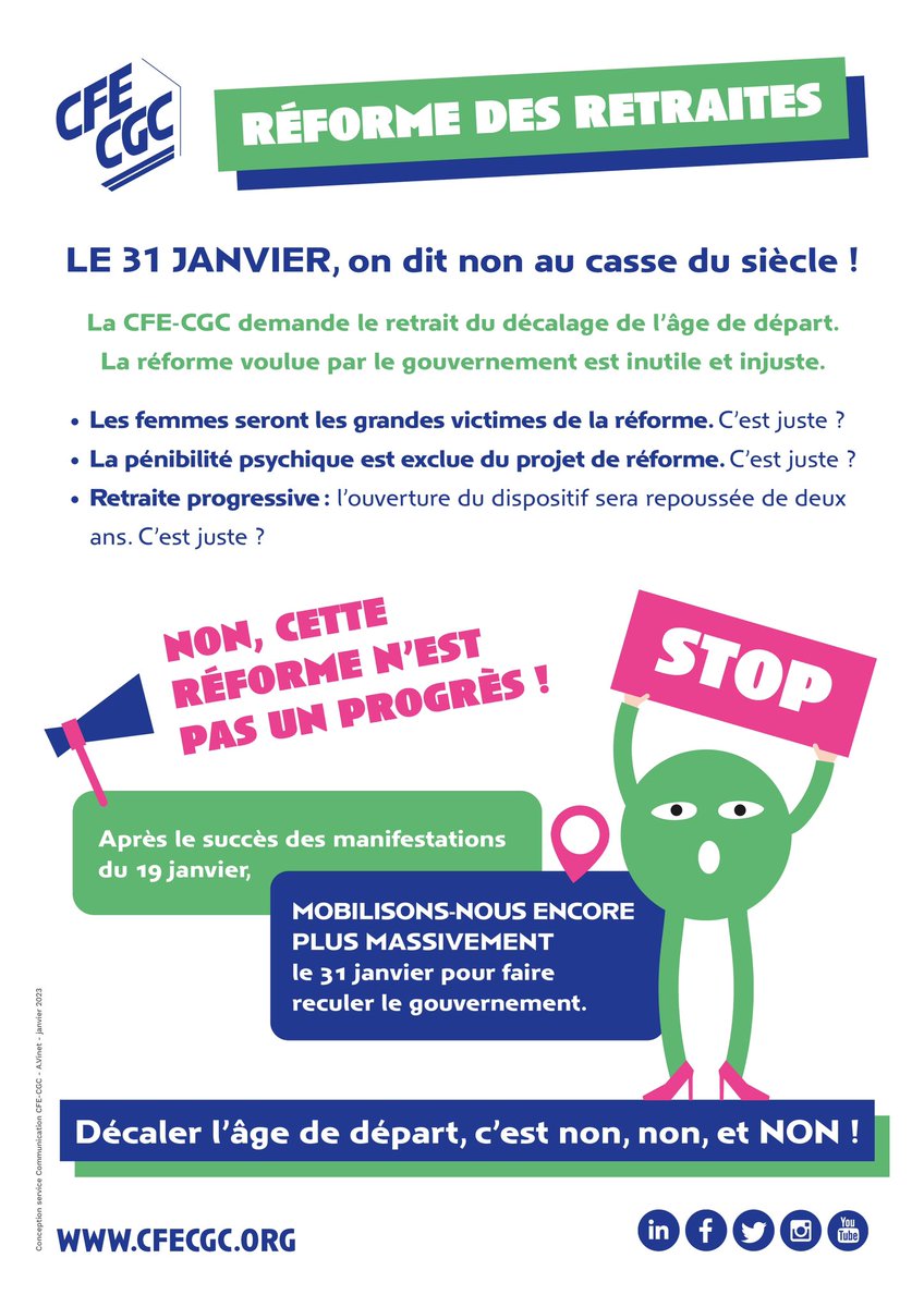 CFECGC's tweet photo. 🙋🏻‍♀️ Voici le tract pour la mobilisation du #31Janvier, contre la #RéformeDesRetraites

A diffuser le plus largement possible ! https://t.co/MofI8oX31u