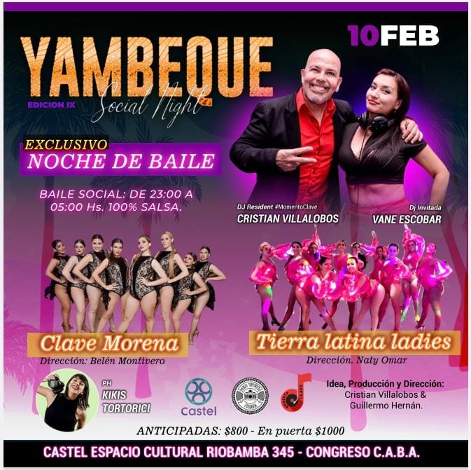 guilleinver's tweet photo. YAMBEQUE Social Night  ♦️ Nro. IX

🛑 VIERNES 10 DE FEBRERO DE 2023.-

🕘APERTURA : 23hs.
CIERRE : 05hs.

🛑 🎧 DJ Resident #MomentoClave Cristian Villalobos.

🛑 🎧 Dj Invitado 
Vane Escobar 👠🫦💄. 

🌐 Baile Social: De 23 a 05am. 100% Salsa. Mambo. Guaguanco. Cha Cha Cha! https://t.co/2PC5eB1hc2