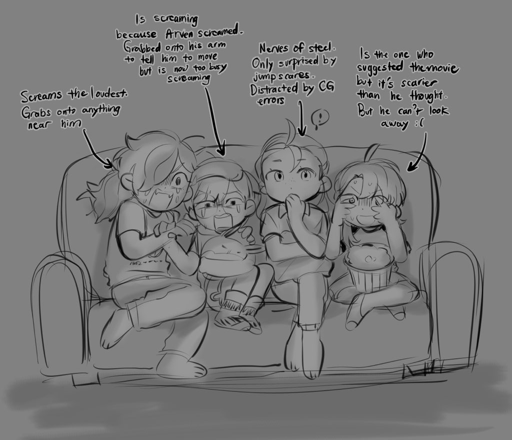 i want the crater gang to watch horror movies together…. 