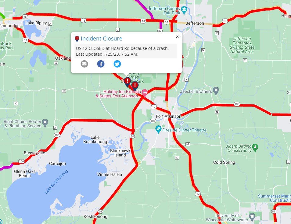 NBC15 News on Twitter "8 AM Part of US 12 is closed north of Fort